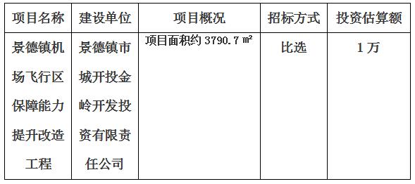 景德镇机场飞行区保障能力提升改造工程档案整理项目计划公告