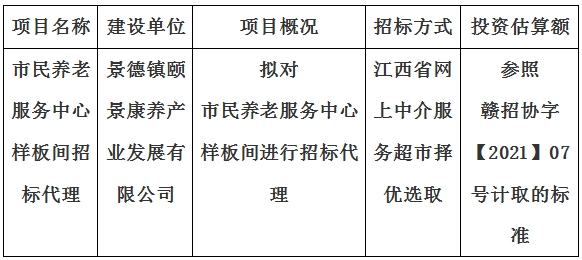 市民养老服务中心样板间招标代理计划公告